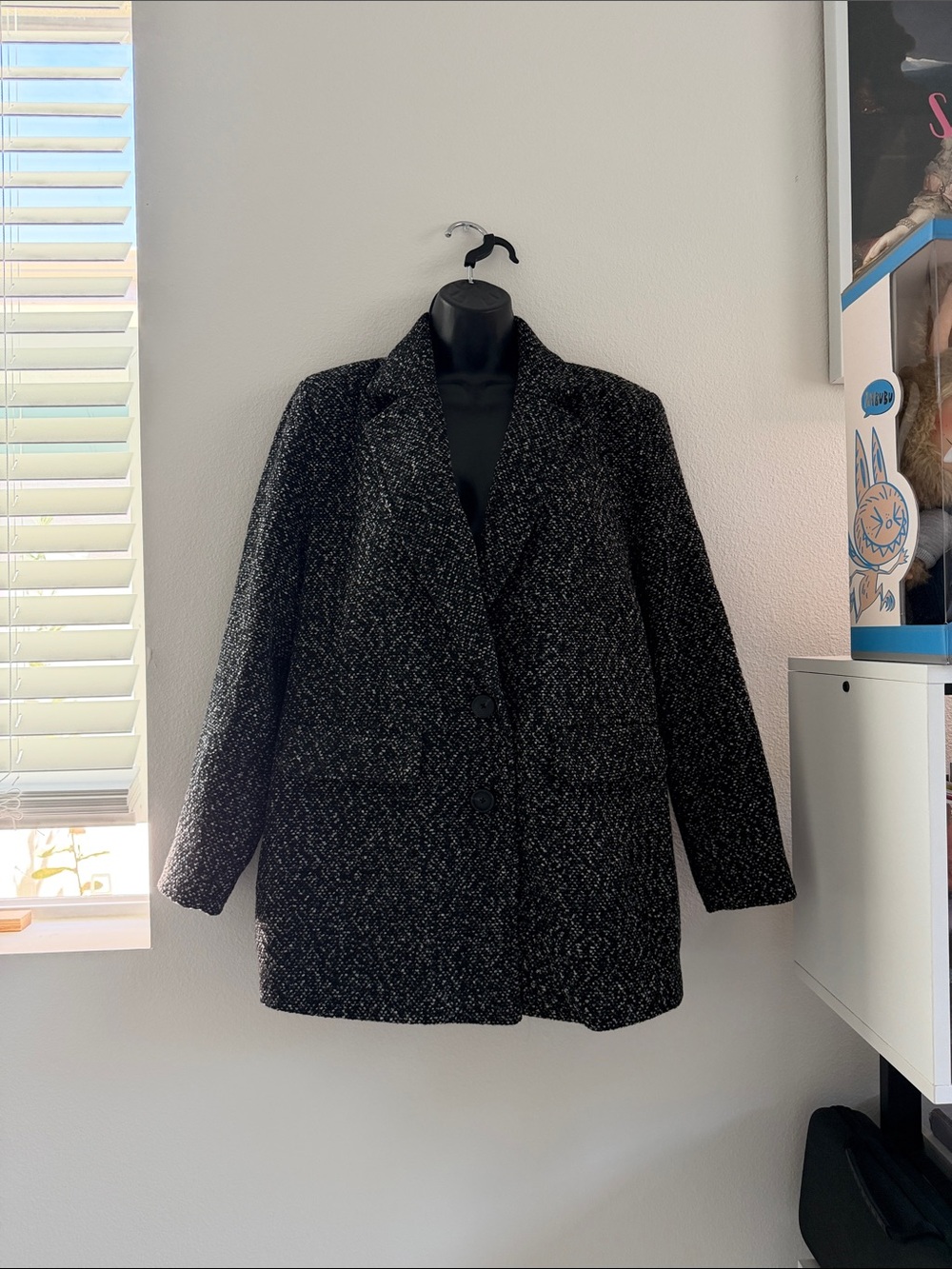 Universal Thread Black & White Tweed Longline Blazer